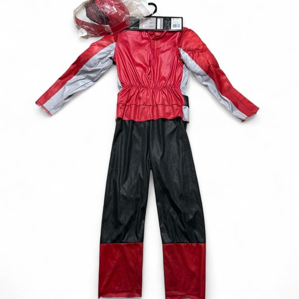 Red Ranger Costume Beast Morphers Power Rangers Muscle Set with helmet Size 4-6 - Picture 3 of 8